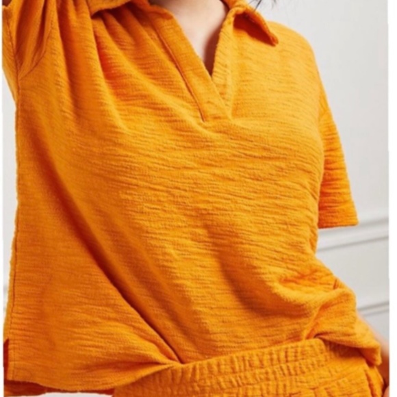 Anthropologie T.LA Comfy Polo Lounge Set Orange Size S - Picture 1 of 5